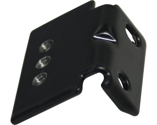 Zwarte hoekverbinder met bevestigingsgaten