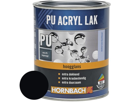 HORNBACH PU Acryl lak hoogglans gitzwart 375 ml