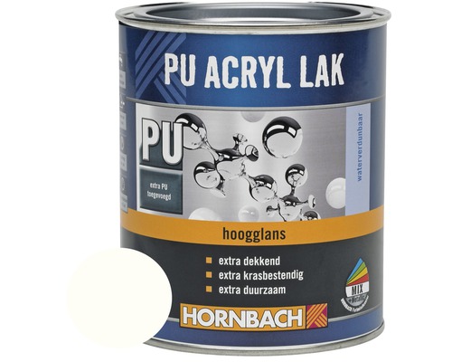 HORNBACH PU Acryl lak hoogglans gletsjerwit 750 ml Blik polyurethaan acryllak hoogglans