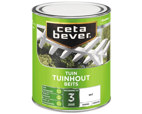 CETABEVER Tuinhoutbeits dekkend wit 750 ml Ceta Bever tuinbeits voor hout, wit, in verfemmer