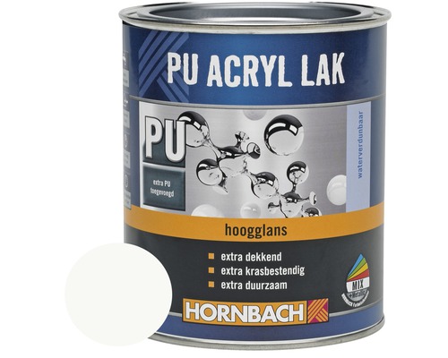 HORNBACH PU Acryl lak hoogglans krijtwit 750 ml PU Acryl lakblik met Hornbach logo
