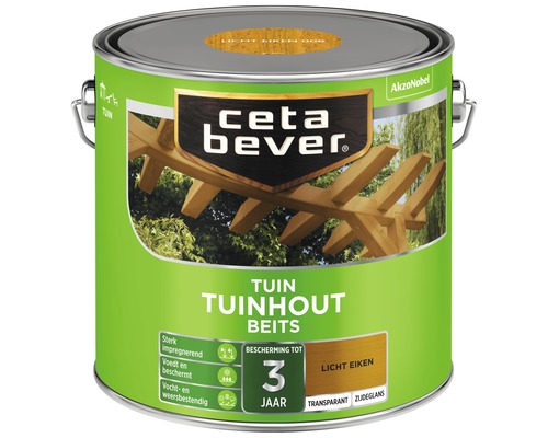 CETABEVER Tuinhoutbeits transparant zijdeglans licht eiken 2,5 l CetaBever Tuinhoutbeits in emmer
