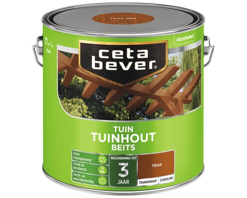 CETABEVER Tuinhoutbeits transparant zijdeglans teak 2,5 l Ceta Bever Tuinhoutbeits Teak, blik