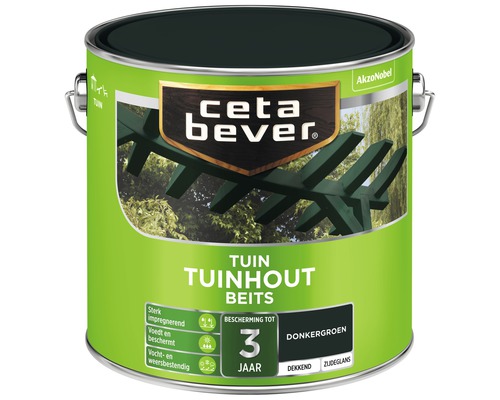 CETABEVER Tuinhoutbeits dekkend donkergroen 2,5 l Ceta Bever tuinbeits voor tuinhout, donkergroen, blik