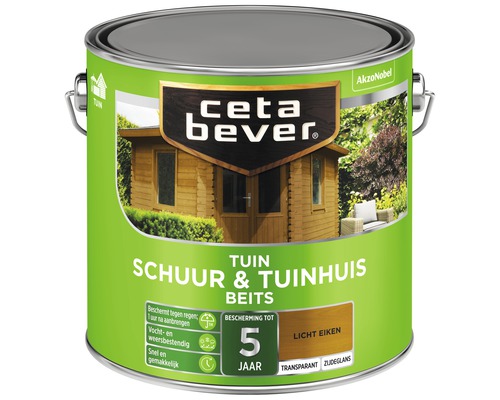 CETABEVER Schuur & tuinhuis beits transparant licht eiken 2,5 l Ceta Bever tuinbeits voor schuren en tuinhuizen, lichte eik