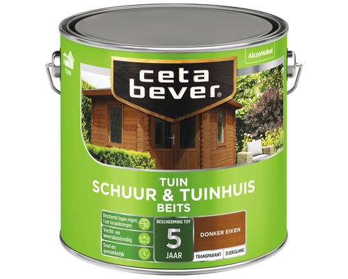 CETABEVER Schuur & tuinhuis beits transparant donker eiken 2,5 l Ceta Bever tuinhuis en schuur beits blik