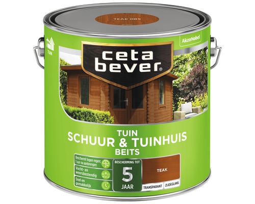 CETABEVER Schuur & tuinhuis beits transparant teak 2,5 l Ceta Bever Tuinhuis en schuur beits Teak, blik