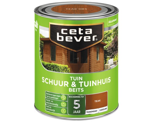 CETABEVER Schuur & tuinhuis beits transparant teak 750 ml Ceta Bever tuinhuis en schuur beits in emmer