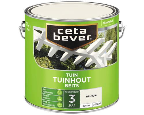 CETABEVER Tuinhoutbeits dekkend wit RAL 9010 2,5 l Cetabever tuinhekbeits in emmer