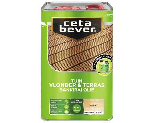 CETABEVER Vlonder & terras bankirai olie UV proof blank 4 l Ceta Bever Tuin vlonder en terras Bankirai olie blik