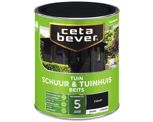 CETABEVER Schuur & tuinhuis beits dekkend zwart 750 ml Blik CetaBever schuur- en tuinhuisbeits zwart