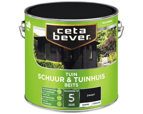 CETABEVER Schuur & tuinhuis beits dekkend zwart 2,5 l CetaBever tuinhuis en schuur beits in verfblik