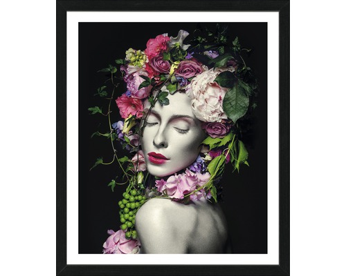 Ingelijste afbeelding van een vrouw met bloemenkroon