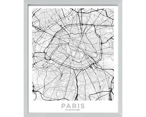 Ingelijste afbeelding met stadsplattegrond van Parijs