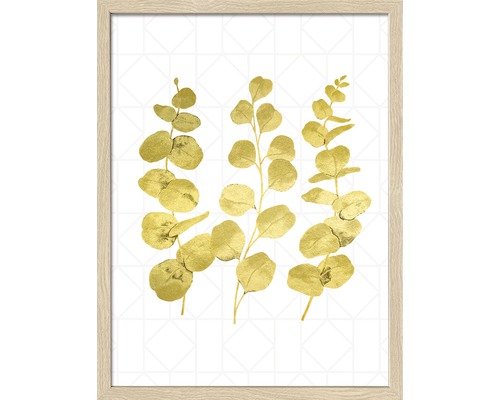 Ingelijste afbeelding met gouden eucalyptusmotieven