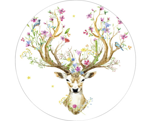 PURE LIVING Schilderij glas Beautiful Deer ø 20 cm