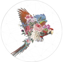 Decoratie-element met papegaai- en bloemmotief