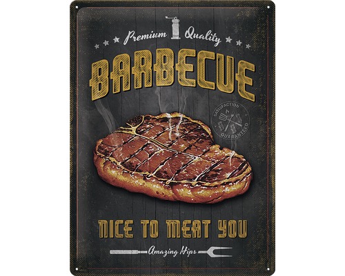 Decoratief metalen bord met barbecue-ontwerp en belettering