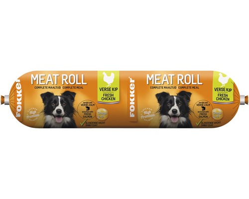 Fokker meat roll kip zalm 350 gr Fokker Meat Roll complete maaltijd met kip en zalm voor honden