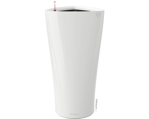 LECHUZA All-in-One Set Bloempot Premium Delta Kunststof wit Ø 40 cm H 75 cm Witte plantenbak met waterniveau-indicator