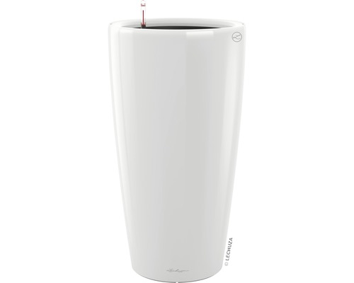 LECHUZA All-in-One Set Bloempot Premium Rondo Kunststof wit Ø 40 cm H 75 cm Hoge, witte bloempot met irrigatiesysteem