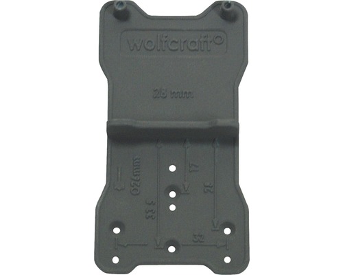 Wolfcraft Logo Boorsjabloon voor beslag met maatgegevens