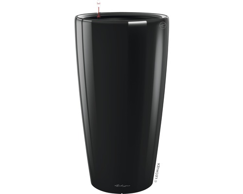 LECHUZA All-in-One Set Bloempot Premium Rondo Kunststof zwart Ø 40 cm H 75 cm Zwarte plantenbak met irrigatiesysteem