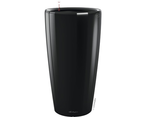 LECHUZA All-in-One Set Bloempot Premium Rondo Kunststof zwart Ø 33 cm H 56 cm Hoge, zwarte bloempot van Lechuza