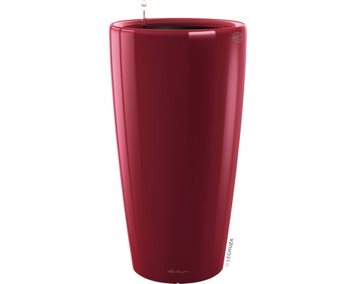 LECHUZA All-in-One Set Bloempot Premium Rondo Kunststof rood Ø 33 cm H 56 cm Hoge plantenpot voor binnen- en buitengebruik