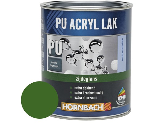 HORNBACH PU Acryl lak zijdeglans herfstgroen 750 ml PU acryl lak blik met kleurvoorbeeld