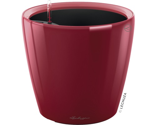 LECHUZA All-in-One Set Bloempot Premium Classico Kunststof rood Ø 22 cm H 20,5 cm Ronde bloempot met waterniveau-indicator voor kamerplanten
