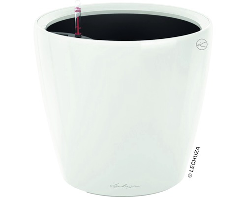LECHUZA All-in-One Set Bloempot Premium Classico Kunststof wit Ø 28 cm H 26 cm Witte plantenpot met waterniveau-indicator