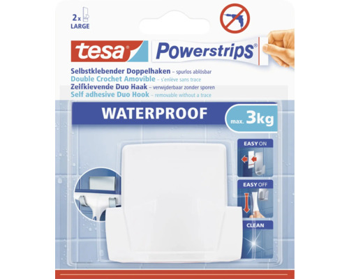 TESA Powerstrips Waterproof zelfklevende duo haak rechthoek wit 1 stuk