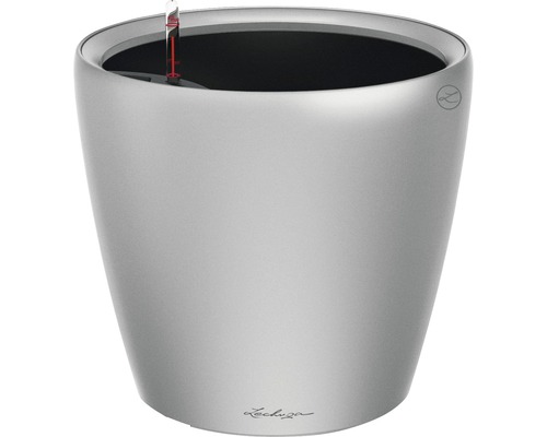 LECHUZA All-in-One Set Bloempot Premium Classico Kunststof zilver Ø 28 cm H 26 cm Lechuza Classico plantenbak met irrigatiesysteem