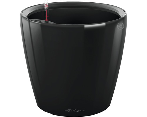 LECHUZA All-in-One Set Bloempot Premium Classico Kunststof zwart Ø 28 cm H 26 cm Zwarte plantenpot met waterniveau-indicator