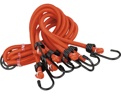 Oranje elastische koorden met haken voor ladingzekering