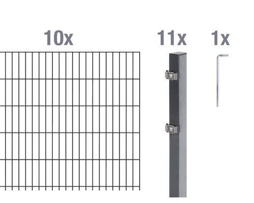 ALBERTS Dubbelstaafmat set 6/5/6 2000 x 80 cm antraciet