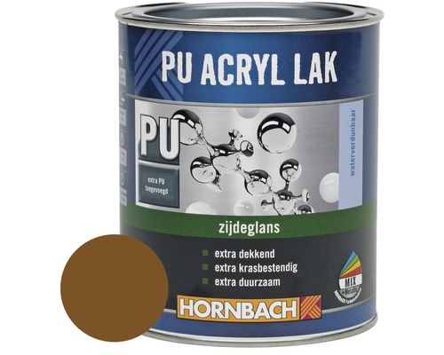 HORNBACH PU Acryl lak zijdeglans leembruin 750 ml PU Acryllak blik met kleurvoorbeeld en Hornbach logo