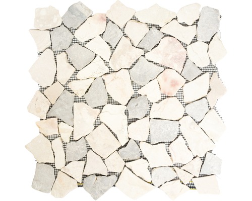 Mozaïektegel natuursteen CIOT 30/4013 beige/grijs mix 30,5x32,5 cm Mozaïektegel van marmer op net