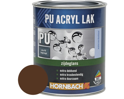 HORNBACH PU Acryl lak zijdeglans notenbruin 750 ml PU Acryl Lak blik met kleurvoorbeeld