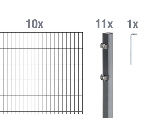 ALBERTS Dubbelstaafmat set 6/5/6 2000 x 100 cm antraciet