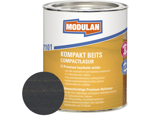 MODULAN 7101 Kompakt beits zijdeglans donkergrijs 750 ml Modulan Kompakt Beits Compactlasur houtbeits blik