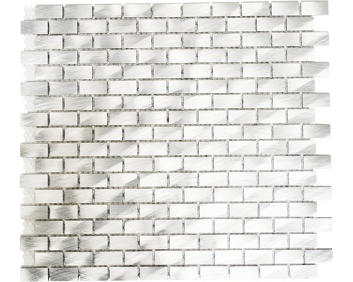 Mozaïektegel metaal aluminium XAM 411 zilver 30,5x32,5 cm Mozaïekmat met rechthoekige metalen mozaïektegels
