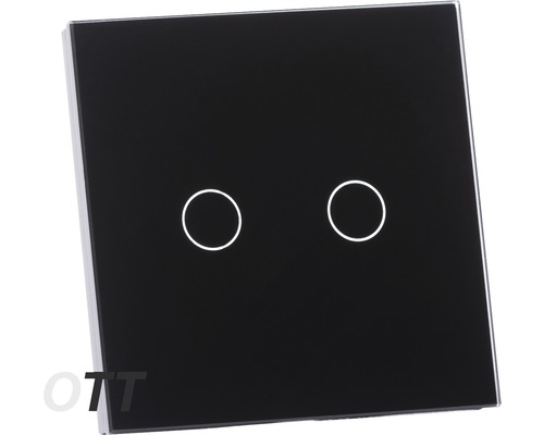 Dubbele schakelaar met glazen oppervlak voor wandmontage