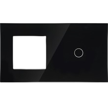 ONE TWO TOUCH Bedieningspaneel glas combinatie 1x afdekraam/1x touch enkel zwart-thumb-0