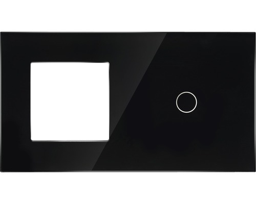 ONE TWO TOUCH Bedieningspaneel glas combinatie 1x afdekraam/1x touch enkel zwart Schakelaar afdekking met frame en aanraaksensor