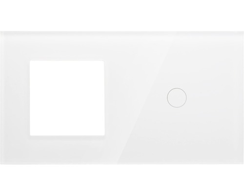 ONE TWO TOUCH Bedieningspaneel glas combinatie 1x afdekraam/1x touch enkel wit Schakelaar inzetstuk afdekking