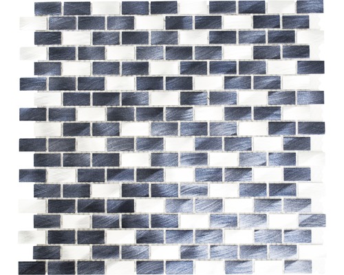 Mozaïektegel metaal aluminium XAM 431 zwart/wit mix 30,5x32,5 cm Mozaïektegel met rechthoekige elementen