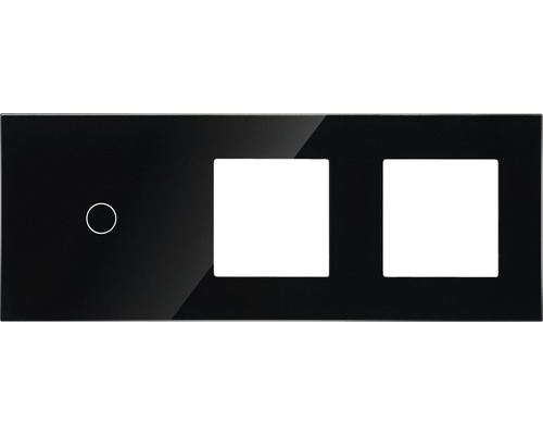 ONE TWO TOUCH Bedieningspaneel glas combinatie 2x afdekraam/1x touch enkel zwart Schakelframe van glas met twee openingen voor schakelaars en een aanraaksensor