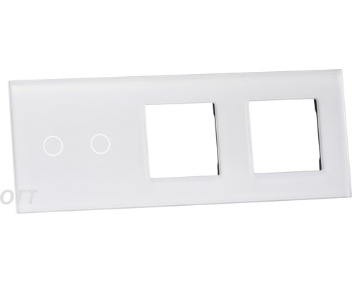 Witte glazen afdekking voor twee schakelaars en twee knoppen